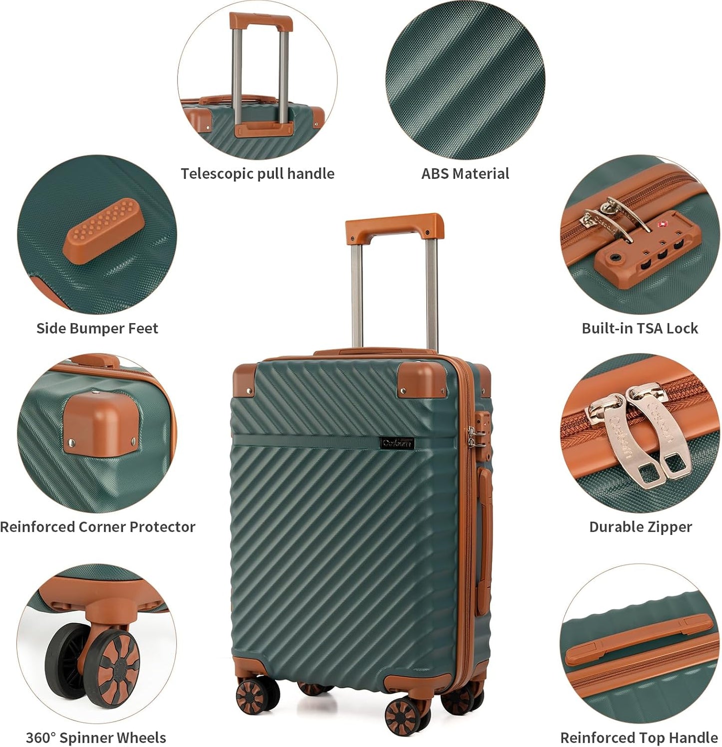 Carry on Luggage 22X14X9 Airline Approved,3 Piece Luggage Set