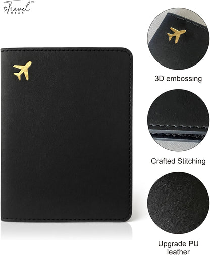 Passport Holder for Travel Essentials,Rfid Blocking Passport Cover Case for Travel Accessories,Travel Wallet for Women Men (Black)