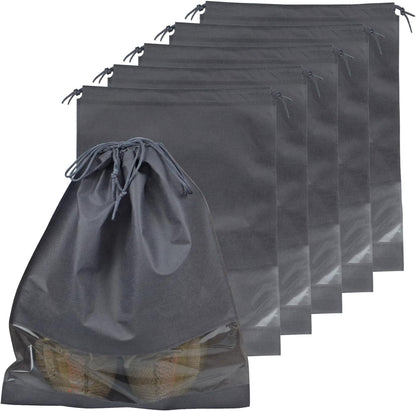 5 Pack Shoe Bags for Travel, Drawstring Bag for Men Women, Shoe Storage, Travel Essentials, Organization Accessories (5, Grey)