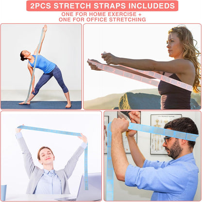 Elastic Yoga Stretching Strap with Loops,  Stretch Straps for Physical Therapy, Pilates Stretch Band, Elastic Exercise Bands, Leg Stretching Strap, Stretch Resistance Bands for Exercise
