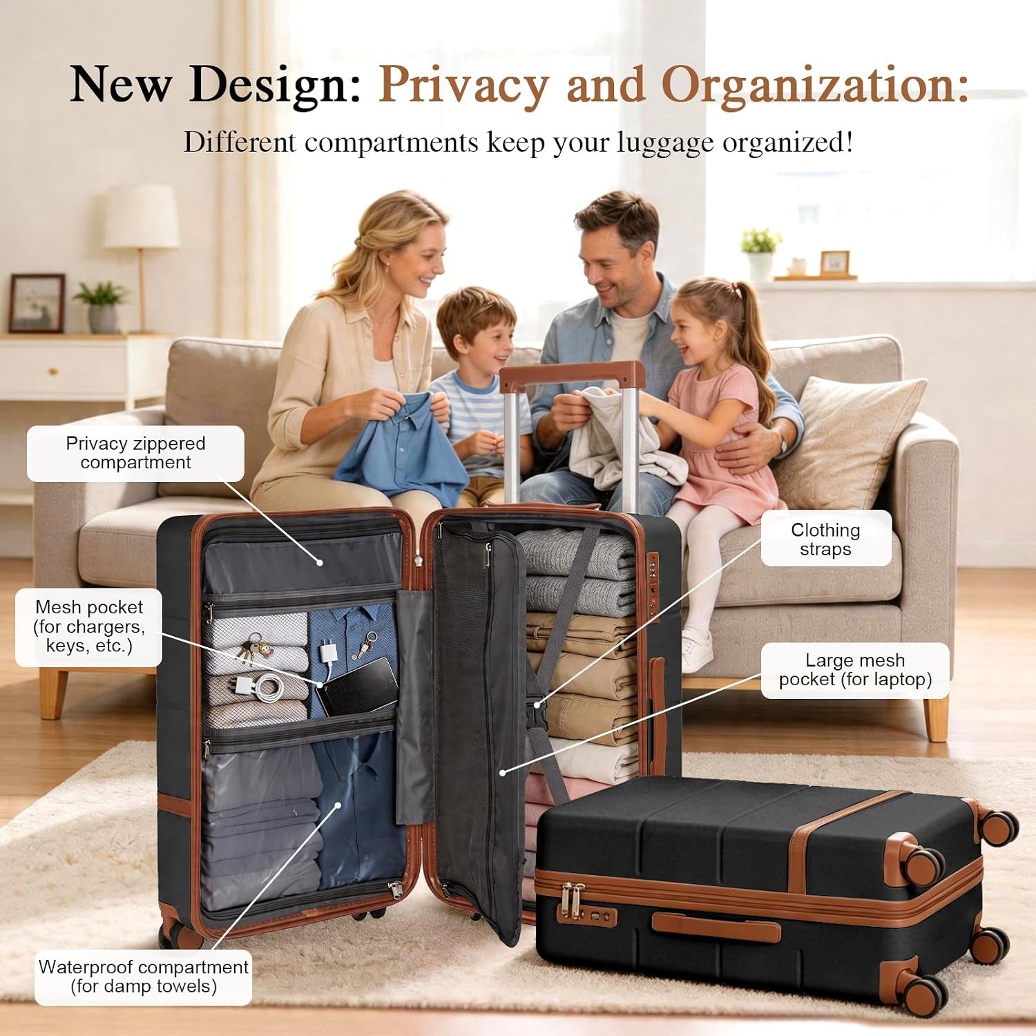 2 Piece Luggage Set with TSA Lock, 20/24 Inch Hardshell Suitcase with Silent Spinner Wheels Lightweight Carry on Luggage Travel Checked Luggage with Double Explosion-Proof Zippers