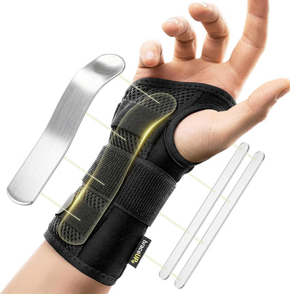 Carpal Tunnel Wrist Brace - Metal Wrist Splint for Hand and Wrist Support, Tendonitis Arthritis Pain Relief