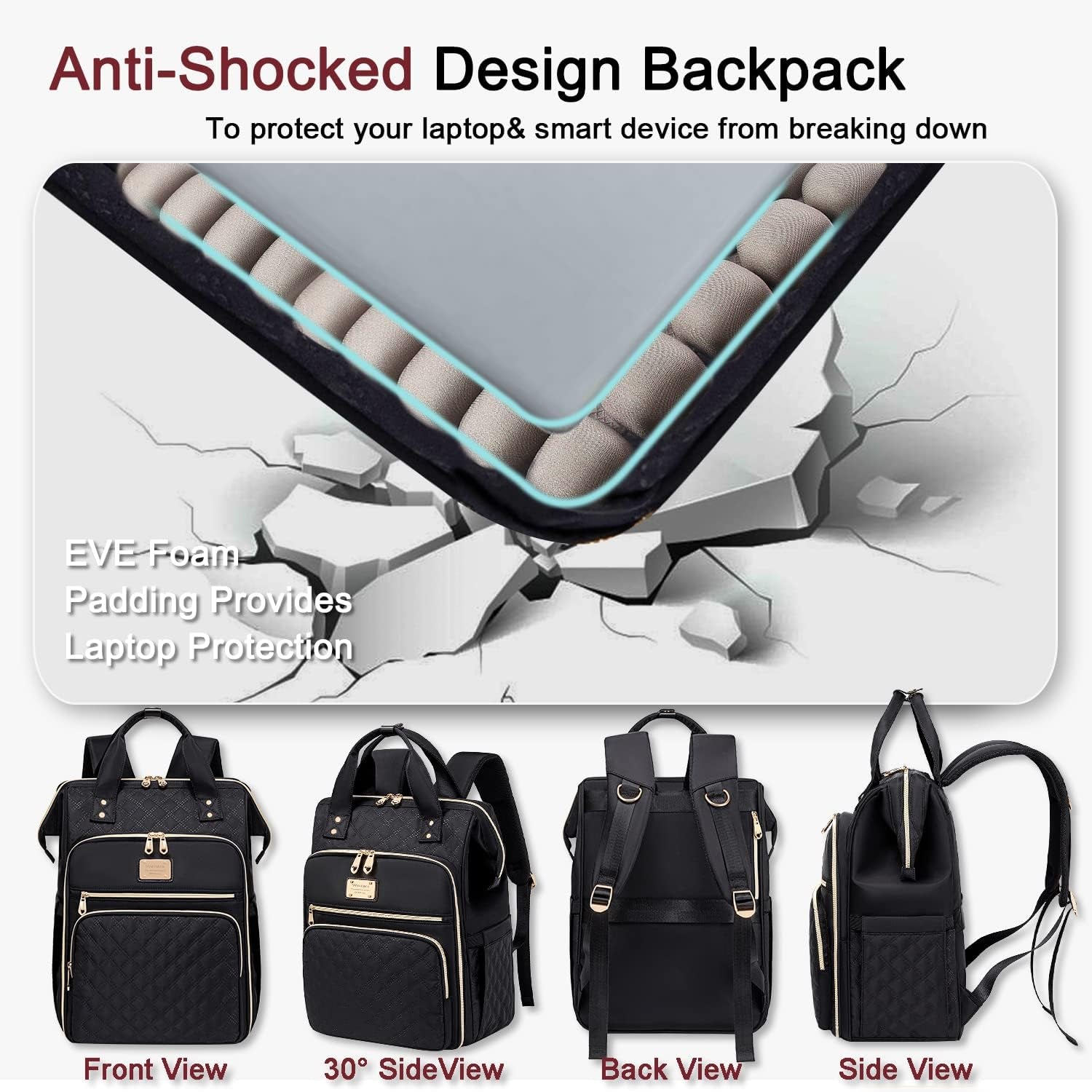 Lunch Backpack for Women,15.6 Inch Laptop Backpacks with Lunch Box