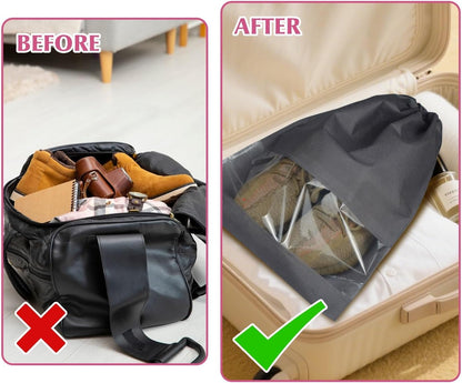 5 Pack Shoe Bags for Travel, Drawstring Bag for Men Women, Shoe Storage, Travel Essentials, Organization Accessories (5, Grey)