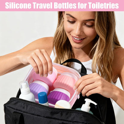 4 Pack Silicone Travel Cream Containers, Refillable Toiletry Jars