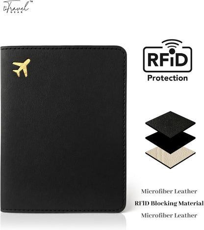 Passport Holder for Travel Essentials,Rfid Blocking Passport Cover Case for Travel Accessories,Travel Wallet for Women Men (Black)