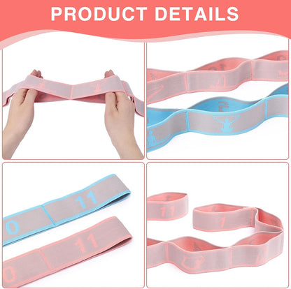 Elastic Yoga Stretching Strap with Loops,  Stretch Straps for Physical Therapy, Pilates Stretch Band, Elastic Exercise Bands, Leg Stretching Strap, Stretch Resistance Bands for Exercise