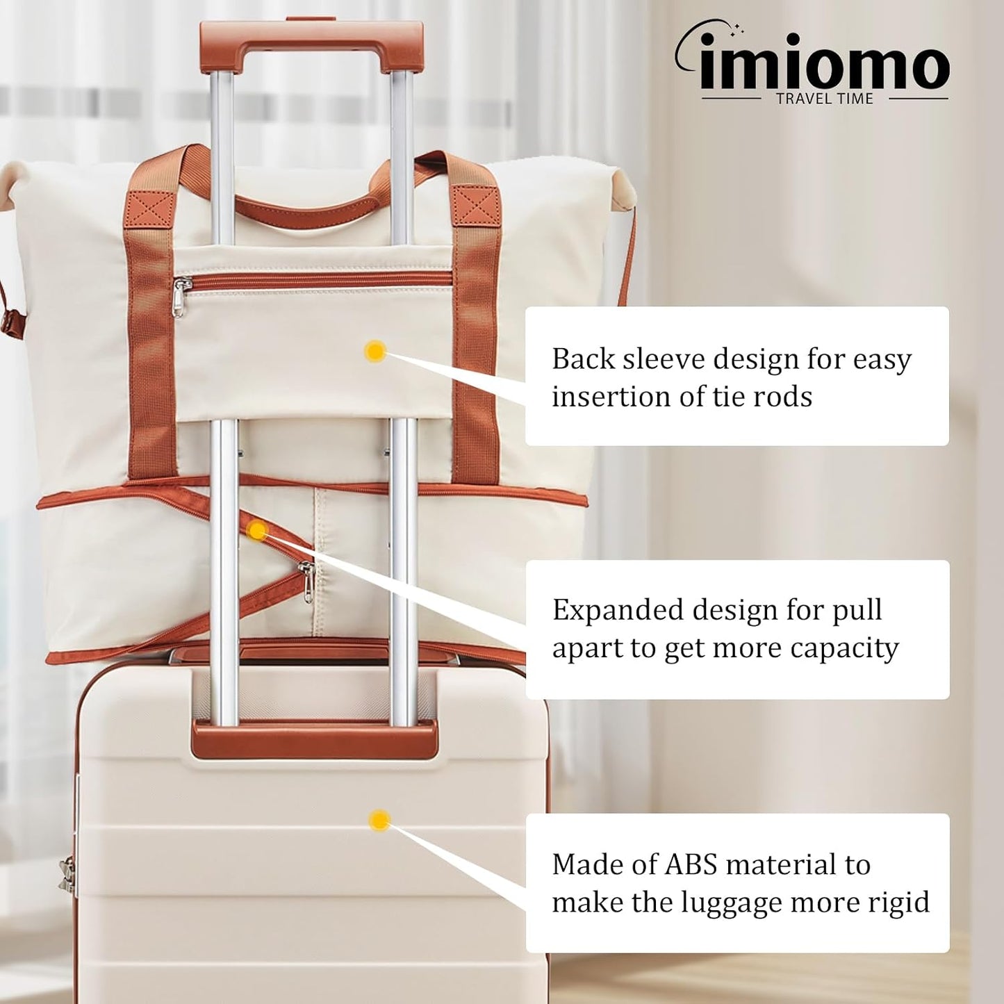 Hard Shell Luggage Sets 5 Piece for Women, Lightweight Hardside Rolling Suitcase Set with Spinner Wheels and TSA Lock, Beige