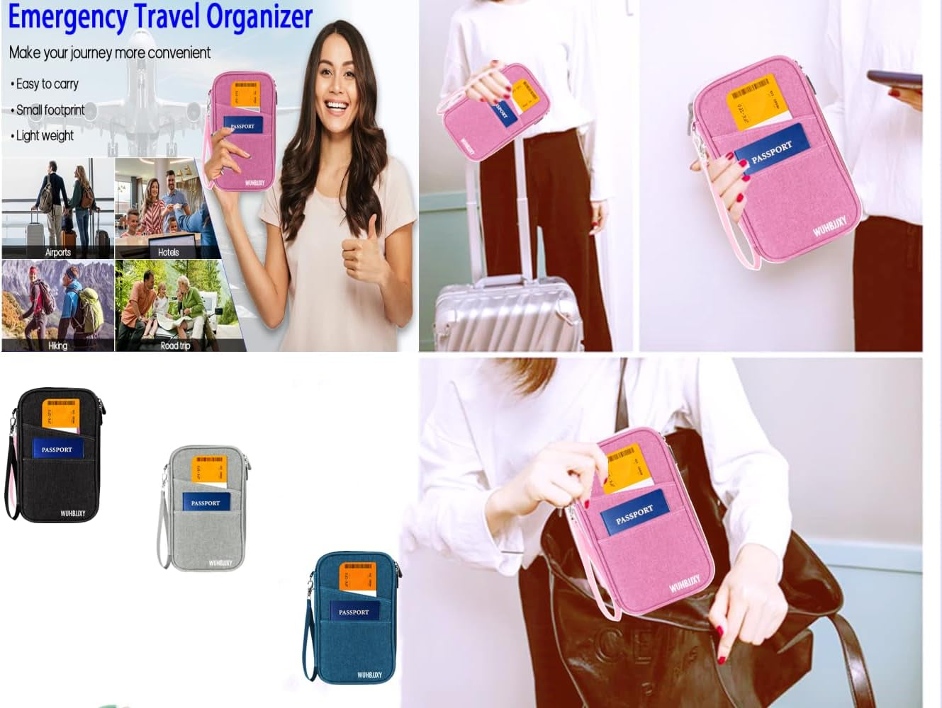 Amazing,Practical,Premium,Rfid Family Passport Holder, Travel Wallet, Travel Document Organizer, Passport Bag,(Black)