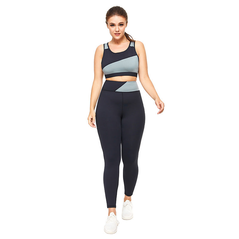 Summer Plus Size Women's Stitching Sports Fitness Yoga Clothes