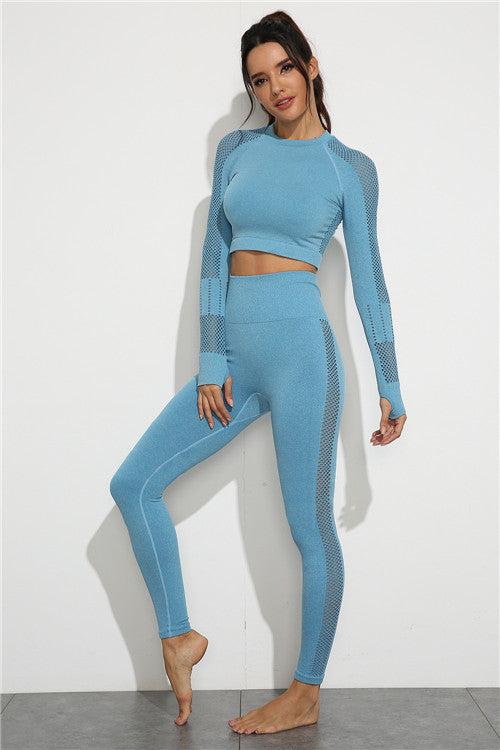Seamless long sleeve yoga suit