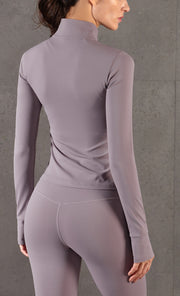 Support Sports Jacket Zip Cardigan Stand Collar Slim Fit Workout