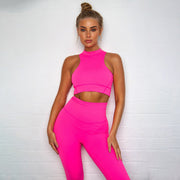 Zipper Fluorescent Color Yoga Suit