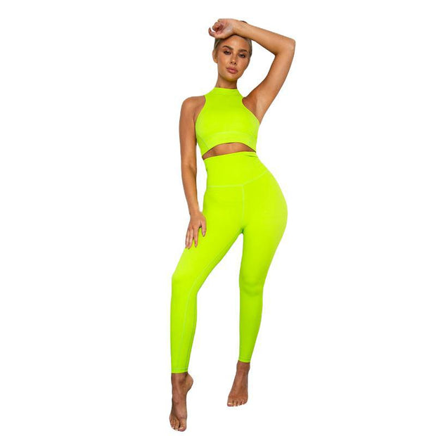 Zipper Fluorescent Color Yoga Suit
