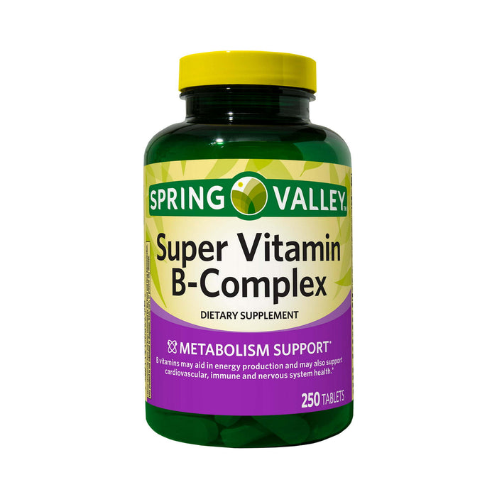 Spring Valley Super Vitamin B-Complex Tablets Dietary Supplement;  250 Count