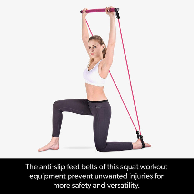 2 Latex Exercise Resistance Band - 2-Section Sticks - All-in-one Strength Weights Equipment for Body Fitness Squat Yoga