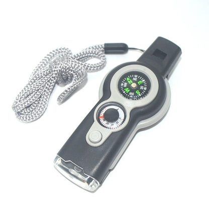 7-in-1 Multifunctional Outdoor Emergency Survival Whistle With Lanyard  Rescue Signaling