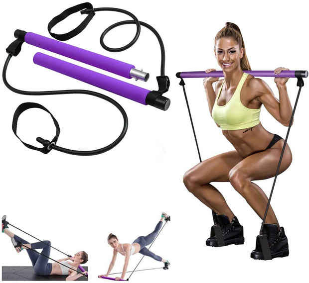 Free shipping Yoga apparatus Pilates bar fitness exercise household female foot pedal thin weight puller elastic belt weight loss pull rope