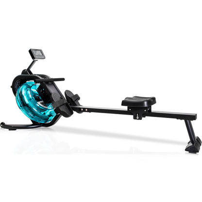 Water Rowing Machine Rower with LCD Monitor; Exercise Workout Water Rower for Home Use