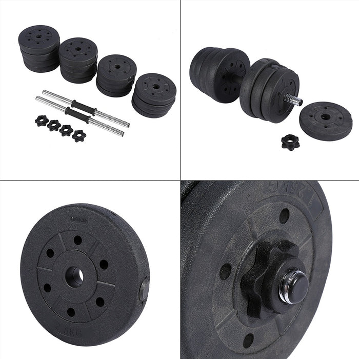 Weight Dumbbell Set 66 LB Adjustable Cap Gym Barbell Plates Body Workout