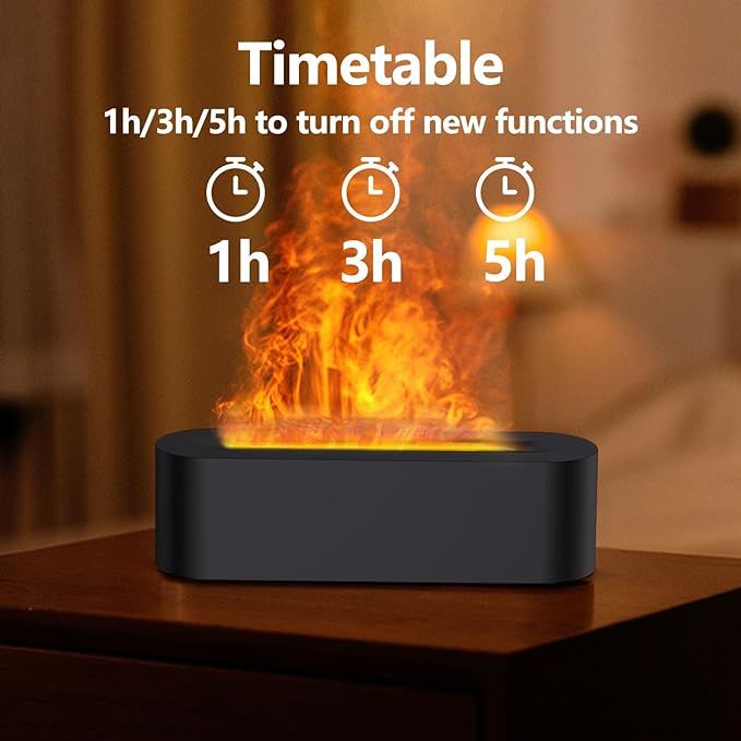 Flame Essential Oil Diffusers, Upgrade 7 Colour Lights Aromatherapy Diffuser, Oil Diffuser, Air Humidifier, Aroma Diffusers For Home, Bedroom, Office, Yoga, Timer & Waterless Auto Off 150ml