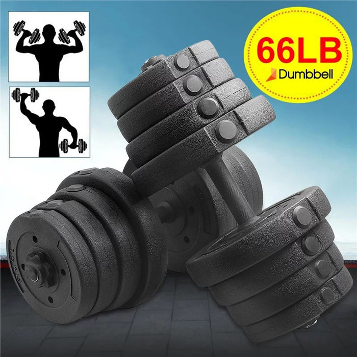 Weight Dumbbell Set Adjustable Cap Gym;  Home Barbell Plates Body Workout;  66 Lbs