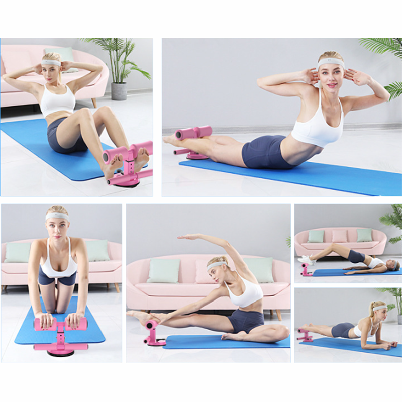 Sit Up Bar Floor, Portable Sit Up Exercise Equipment with Strong Suction Cups and Adjustable Foot Holder