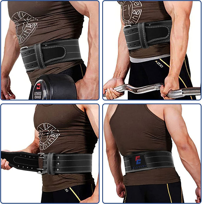 Weight Lifting Belt Leather Fitness Belt for Strength Training Unisex Black