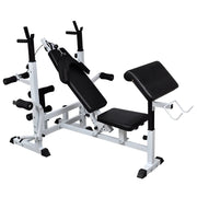 vidaXL Weight Bench with Weight Rack; Barbell and Dumbbell Set 198.4 lb