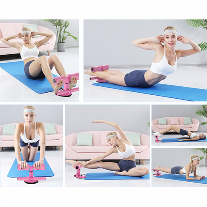 Sit Up Bar Floor, Portable Sit Up Exercise Equipment with Strong Suction Cups and Adjustable Foot Holder