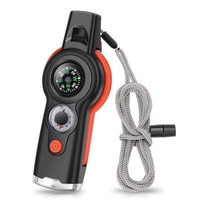 7-in-1 Multifunctional Outdoor Emergency Survival Whistle With Lanyard  Rescue Signaling
