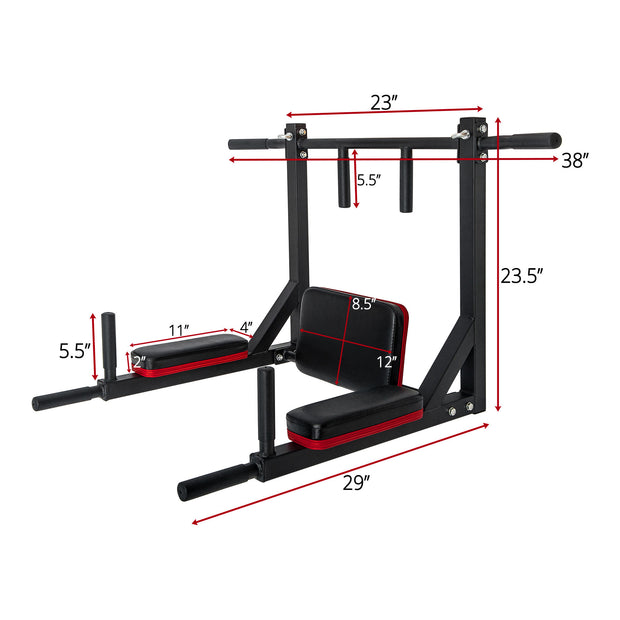 Wall Mounted Pull-Up Bar - Multi-Grip Chin-Up Bar Dip Stand Power Tower Set for Home Gym Strength Training Equipment
