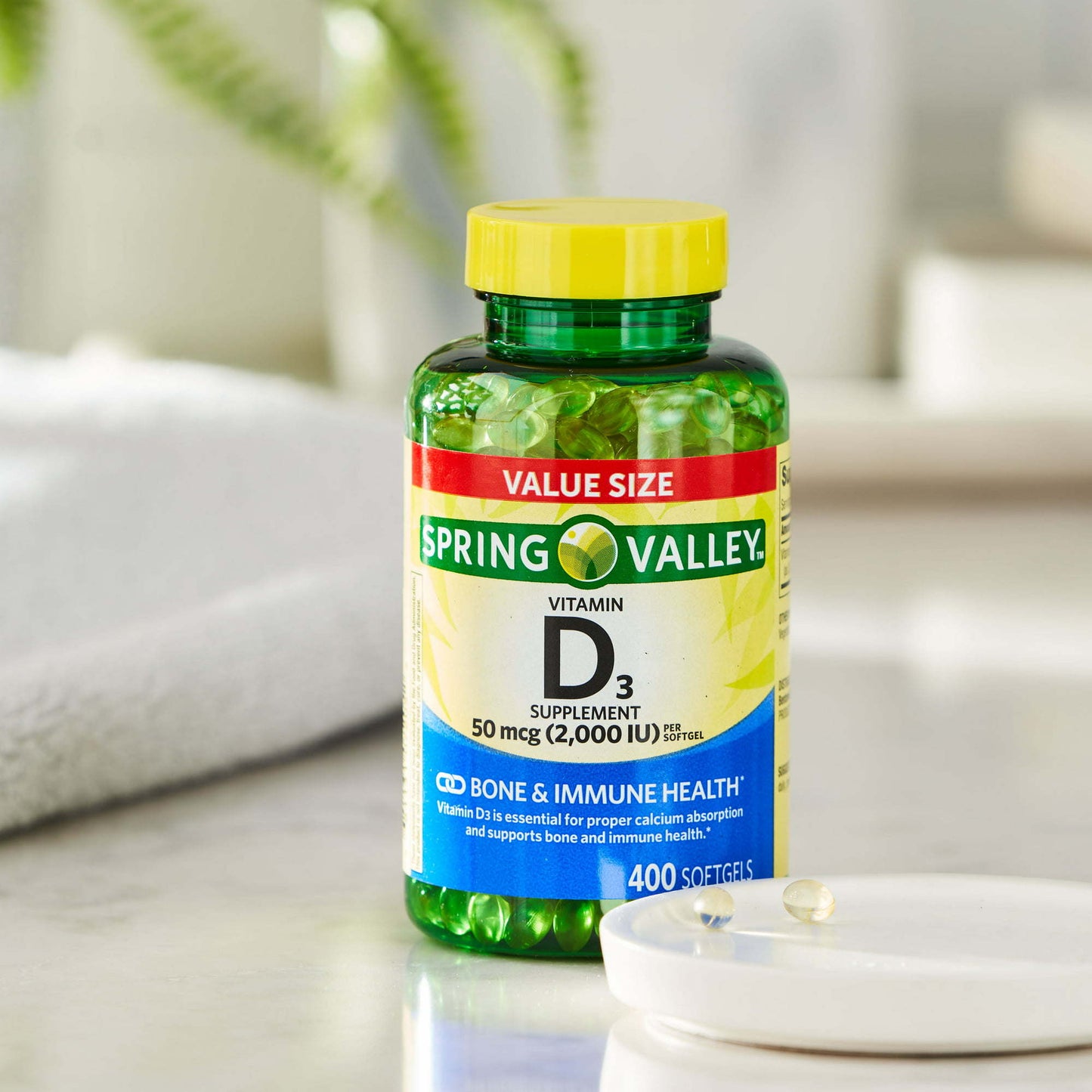 Spring Valley Vitamin D3 Supplement Softgels;  2000 IU;  400 Count
