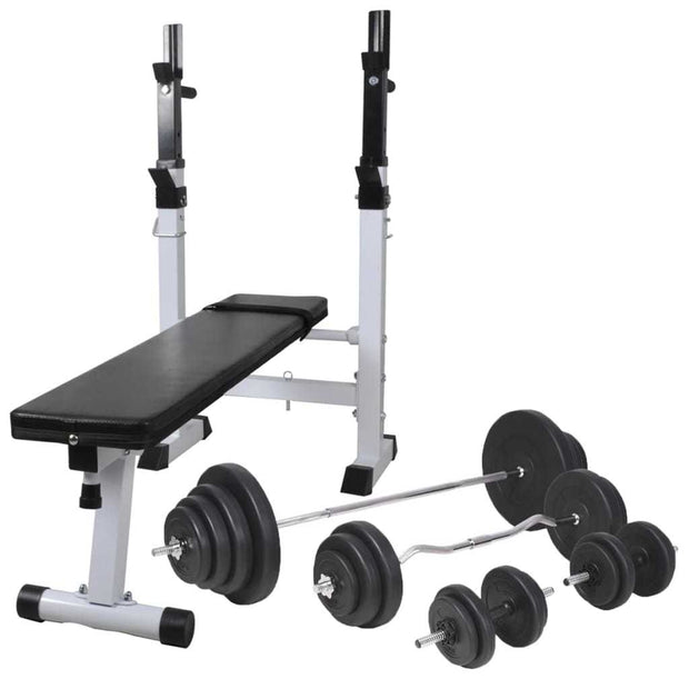 vidaXL Workout Bench with Weight Rack; Barbell and Dumbbell Set 264.6 lb